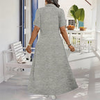 Lässiges Damen-Maxikleid mit Reißverschluss und unifarbenem Design