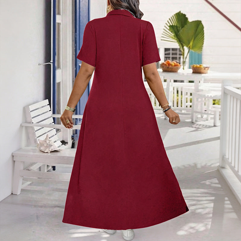 Lässiges Damen-Maxikleid mit Reißverschluss und unifarbenem Design