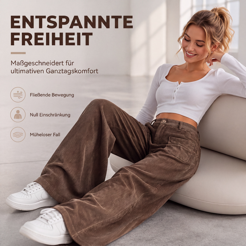 Lager fast leer – 50% endet jederzeit ！Lässige Weithosen mit entspannter Passform für Damen