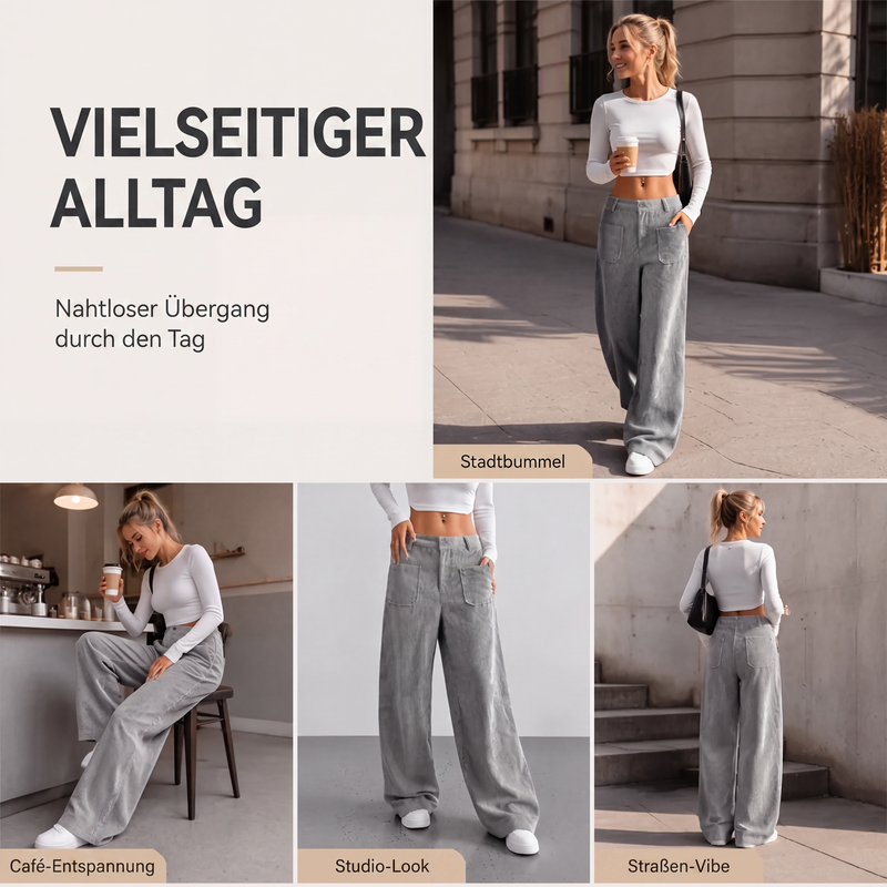 Lager fast leer – 50% endet jederzeit ！Lässige Weithosen mit entspannter Passform für Damen