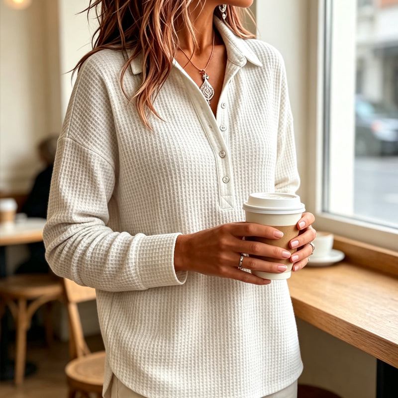Locker geschnittenes Damen-Langarmshirt aus Strick