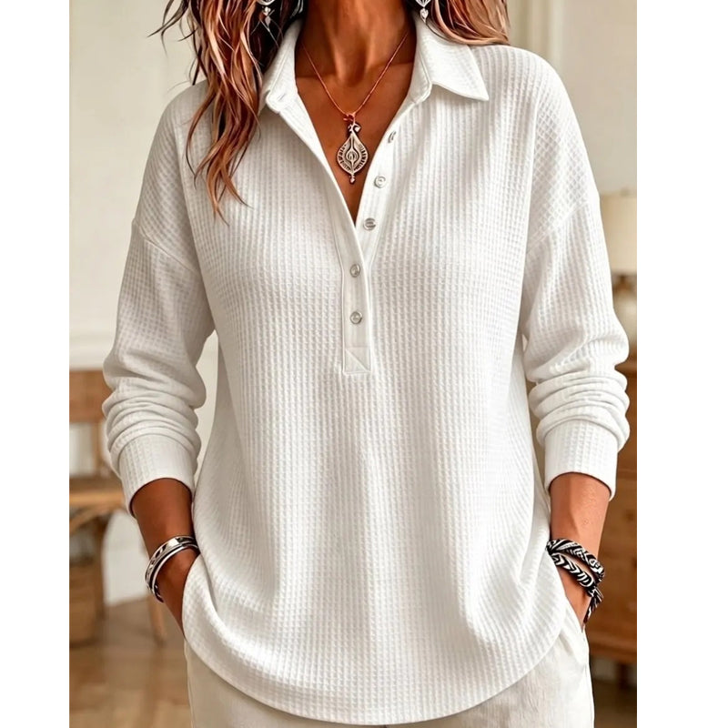 Leger geschnittenes Langarm-T-Shirt aus Strick für Damen