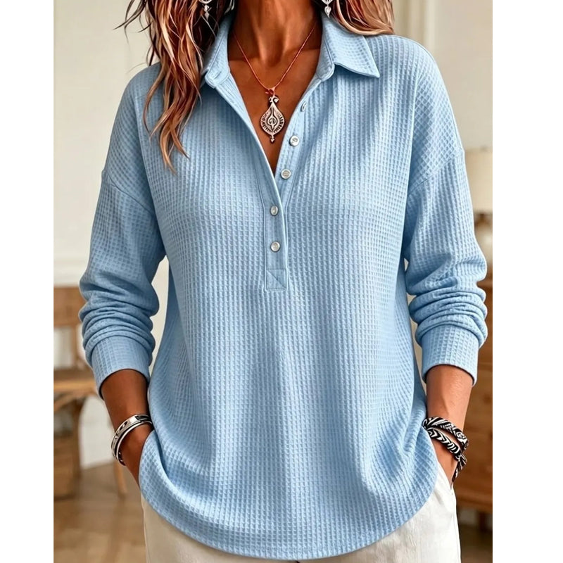 Leger geschnittenes Langarm-T-Shirt aus Strick für Damen