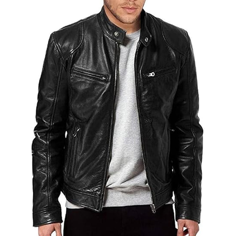 Veste tendance à fermeture éclair et col montant pour homme