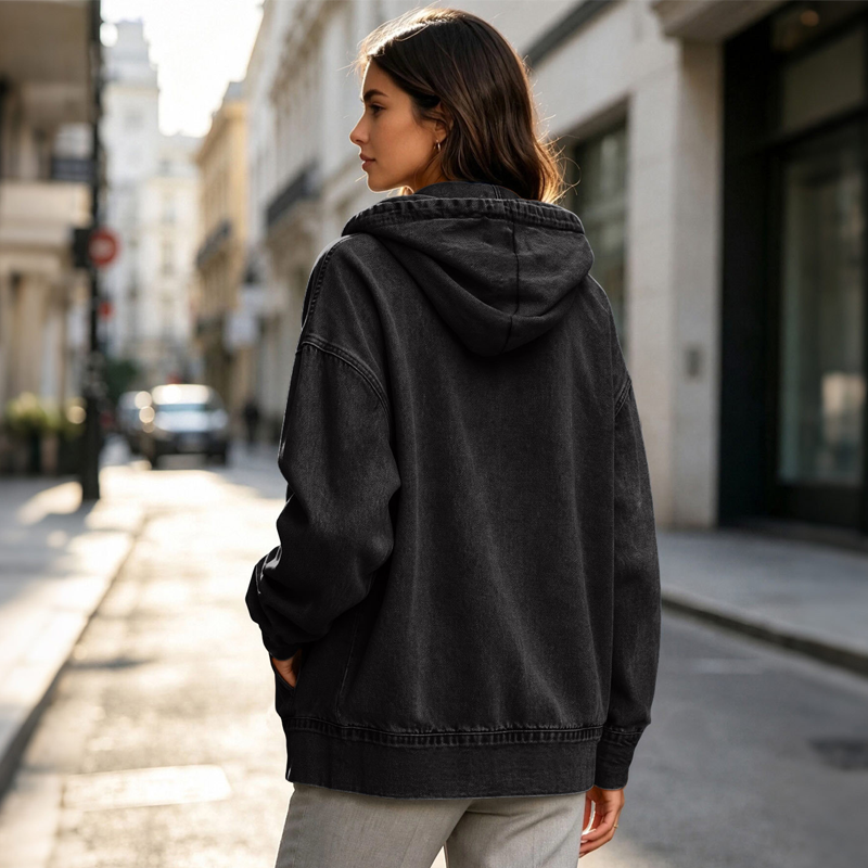 Lässiger Denim-Look mit mehr Layering-Freiheit – Damen Kapuzenjacke