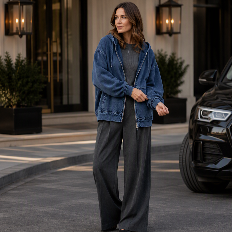 Lässiger Denim-Look mit mehr Layering-Freiheit – Damen Kapuzenjacke