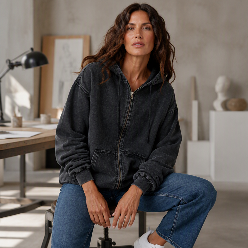 Lässiger Denim-Look mit mehr Layering-Freiheit – Damen-Kapuzenjacke