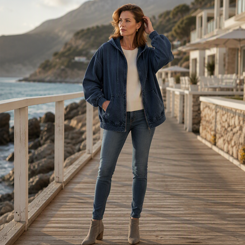 Lässiger Denim-Look mit mehr Layering-Freiheit – Damen Kapuzenjacke