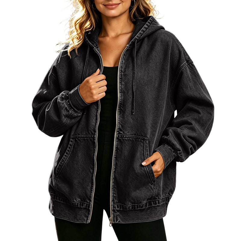 Lässiger Denim-Look mit mehr Layering-Freiheit – Damen Kapuzenjacke