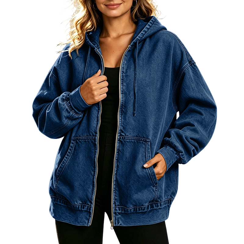 Lässiger Denim-Look mit mehr Layering-Freiheit – Damen Kapuzenjacke