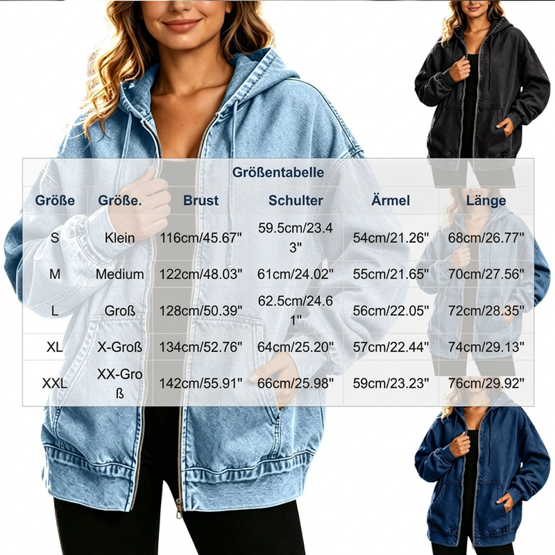 Lässiger Denim-Look mit mehr Layering-Freiheit – Damen Kapuzenjacke