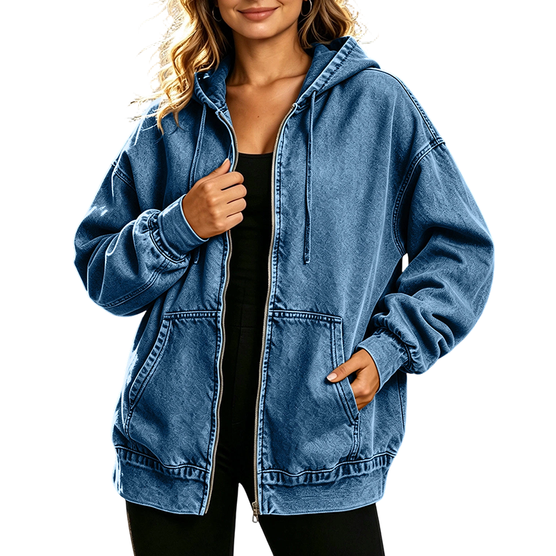 Lässiger Denim-Look mit mehr Layering-Freiheit – Damen Kapuzenjacke