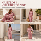 Ensemble chemisier à manches longues et pantalon large pour femme