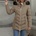 Faites vite ! Manteau matelassé à capuche pour femme, coupe ajustée